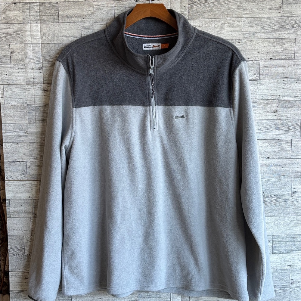 Le Tigre Sweatshirt Tri-Flex Quarter‎ Zip Fleece Gray Pullover Men’s XL Vintage